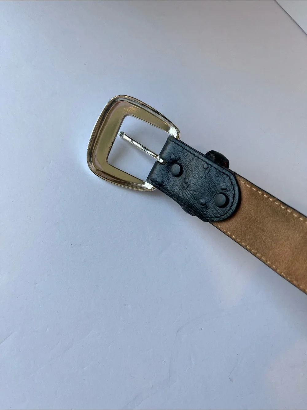 Tony Lama Black Italian Leather Ostrich Western Belt
